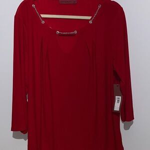 Love Scarlett Women's Ruby Red Chest Key Hole Tunic Blouse Size 2X NWT